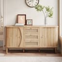 Merax Sideboard Holzoptik Rattan-Schubladen 140,5x40x76cm Bild 2