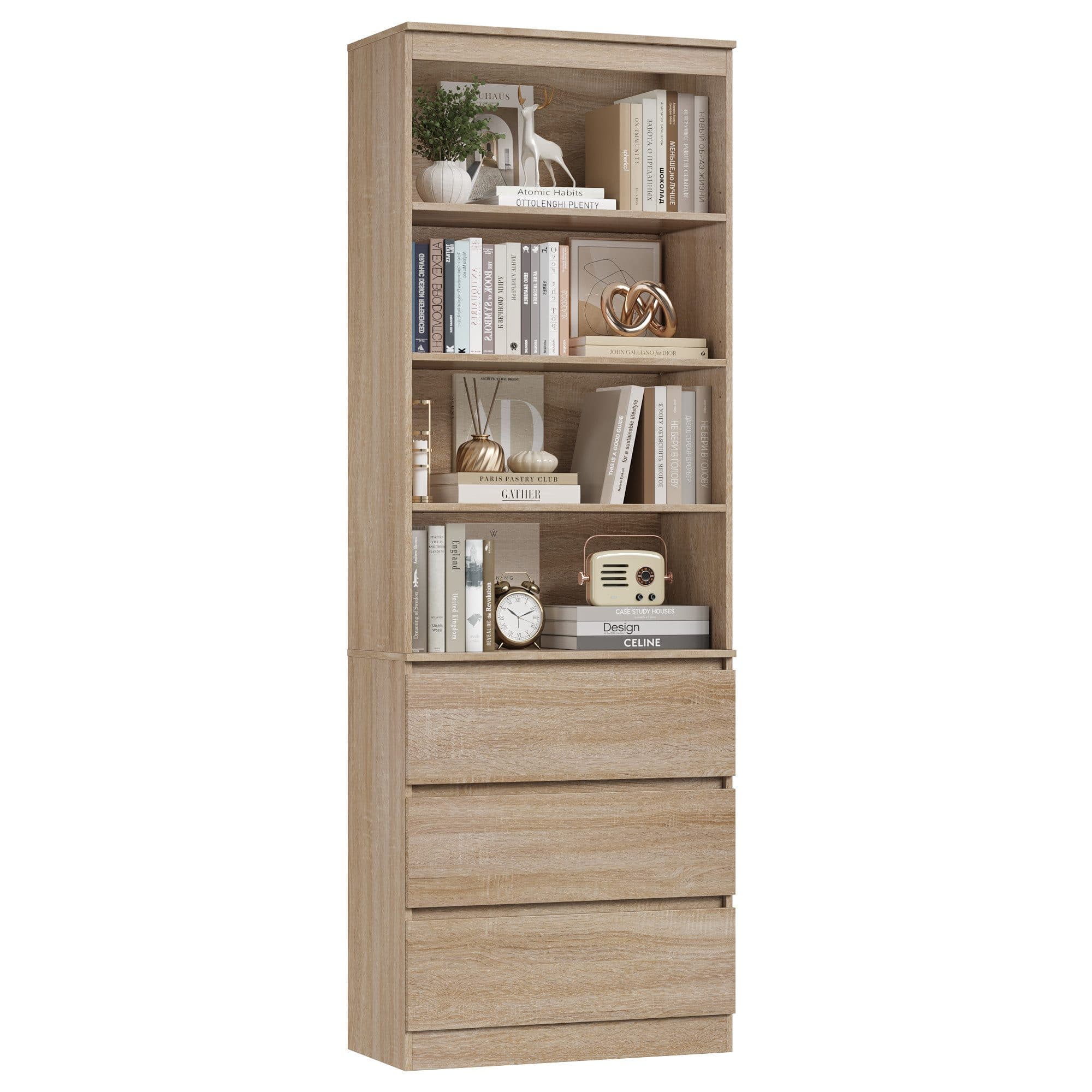 Homfa Bücherregal Hochschrank Bücherschrank Raumteiler 4 Fächer 3 Schubladen - Bild 2
