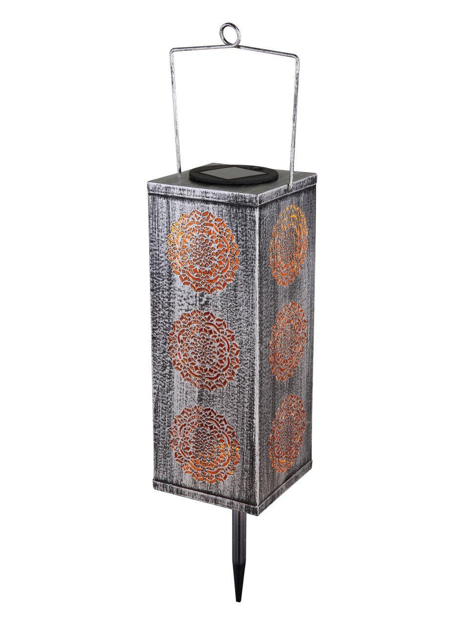 GLOBO LIGHTING Solar-Stehlampe Metall silber/grau mit Erdspieß