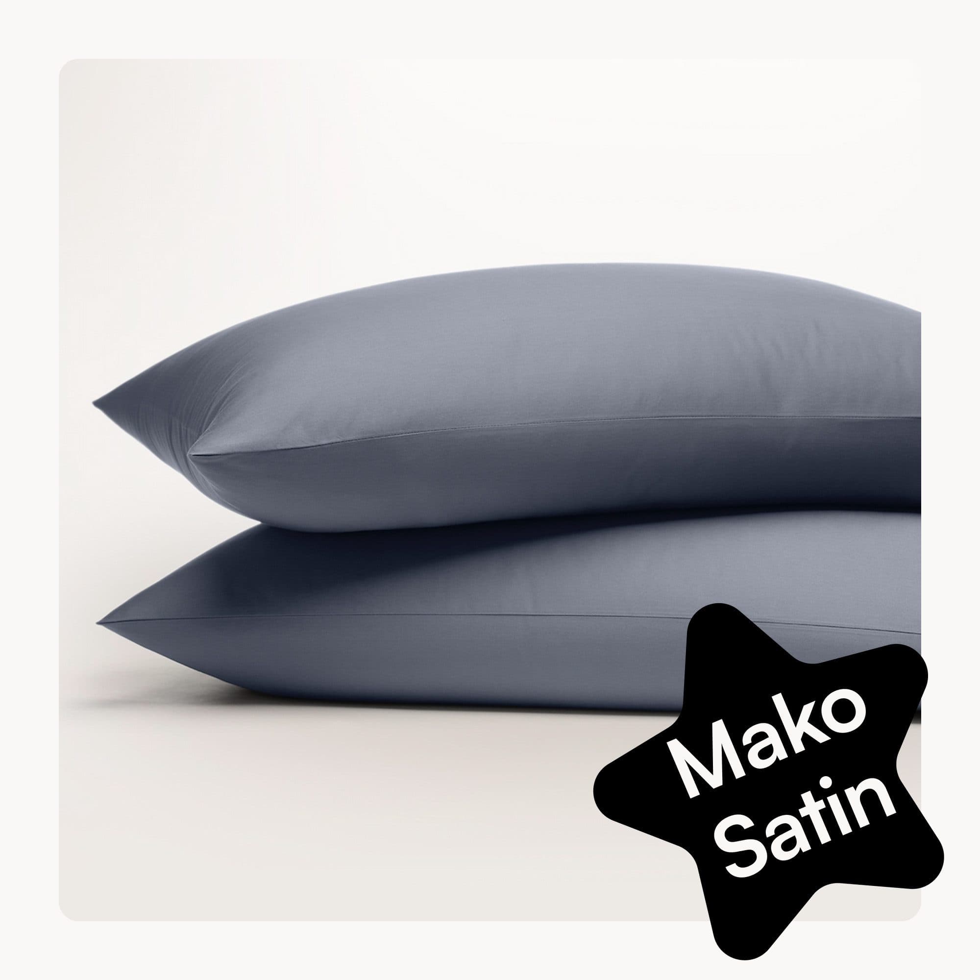 Seralino Kissenbezug Mako-Satin 100% Bio-Baumwolle Taubenblau 2 Stück - Bild 2