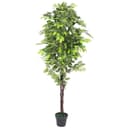 Decovego Kunstbaum Ficus 180 cm Grün mit Echtholz Bild 2