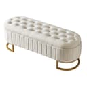 autolock Bettbank mit Stauraum und Samtbezug Beige Bild 2