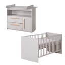 roba® Babymöbel-Set Lea Wickelkommode & Babybett Beige/Grau Bild 2