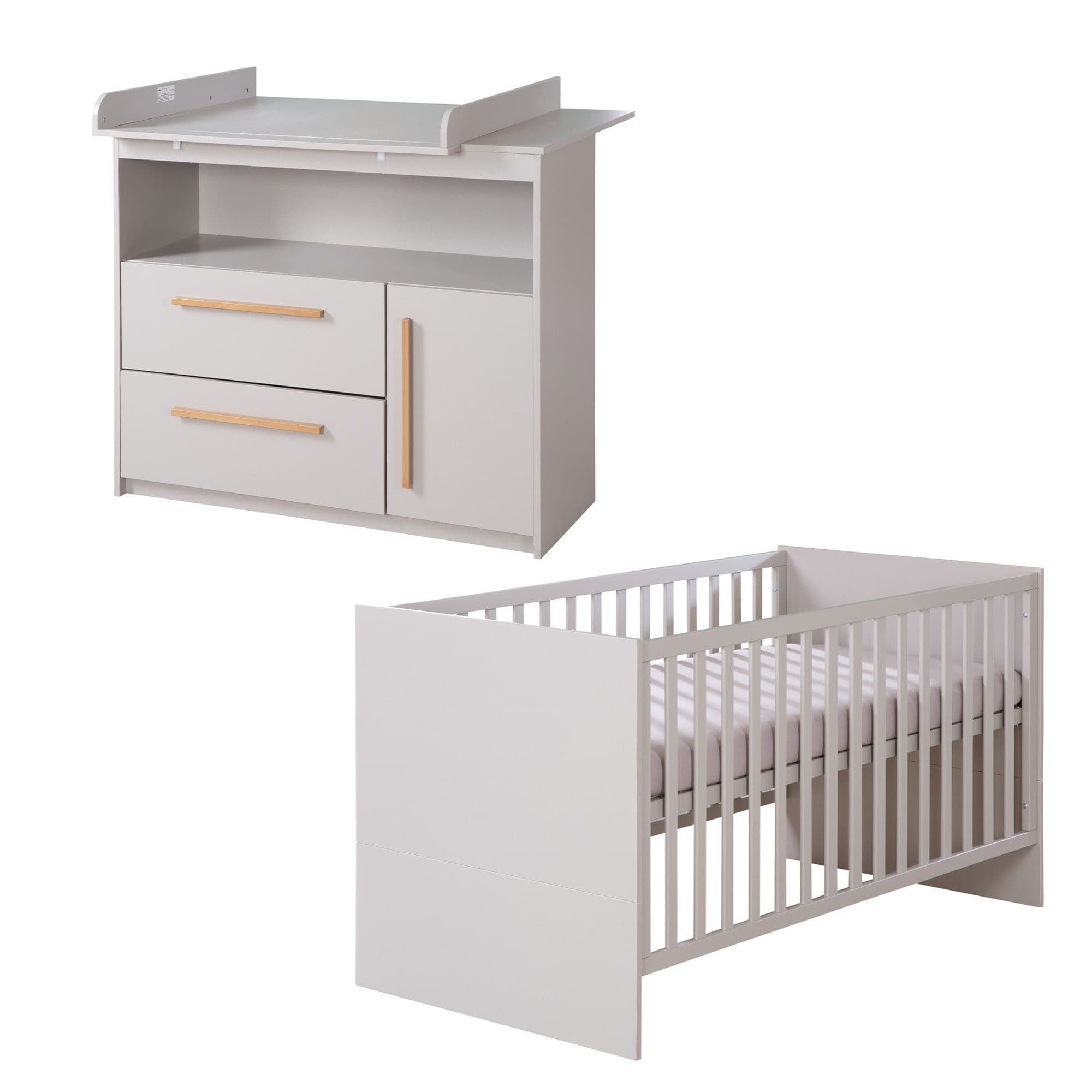 roba® Babymöbel-Set Lea Wickelkommode & Babybett Beige/Grau - Bild 2