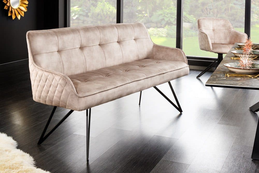 riess-ambiente Sitzbank EUPHORIA Retro Samt Beige/Schwarz - Bild 2