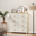 HOMCOM Kommode Schrank mit 8 Schubladen aus Vliesstoff, Haken, Seitentasche, Modern Sideboard für Schlafzimmer, Wohnzimmer Beige Bild 2