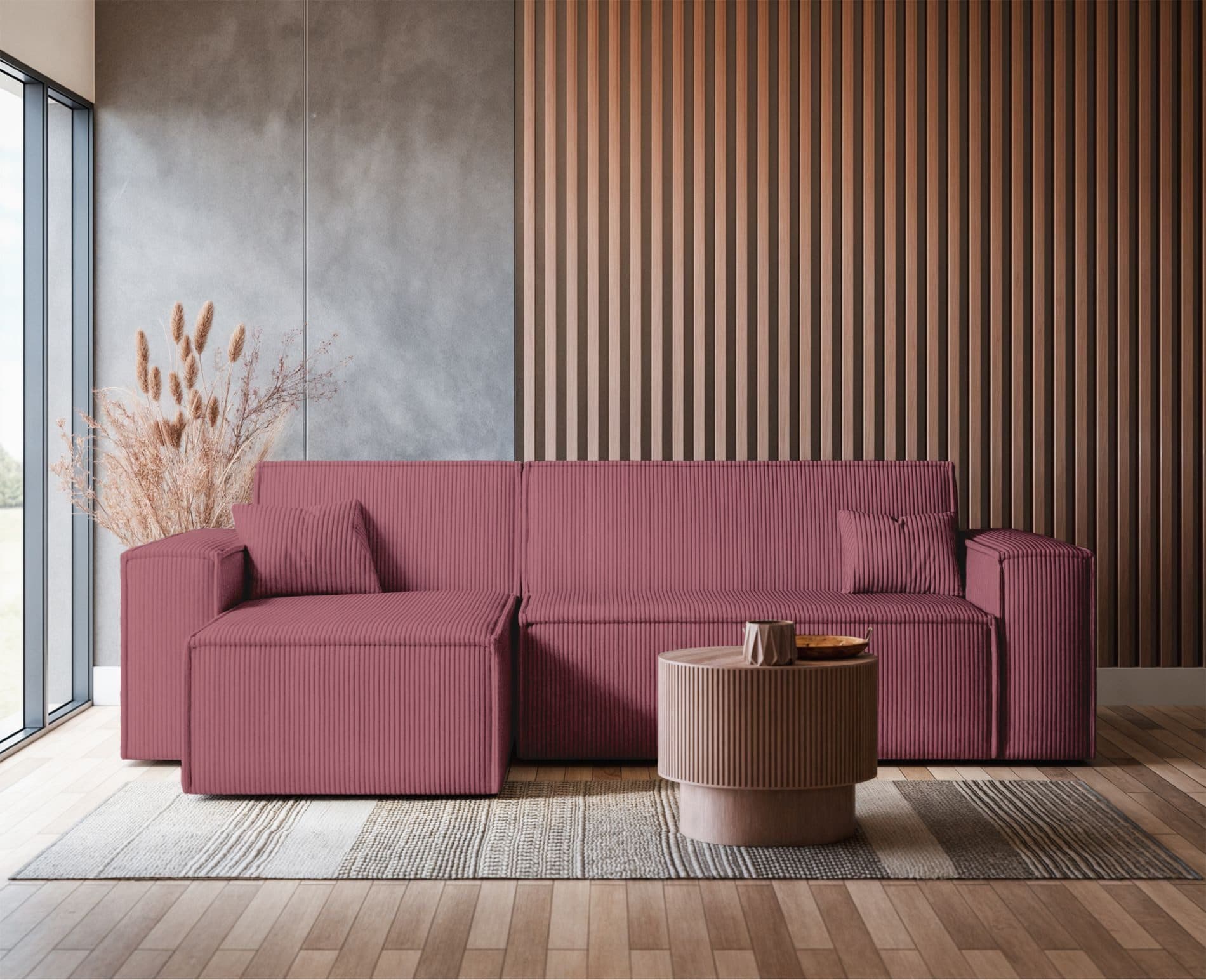 Selsey Ecksofa SCARLO mit Schlaffunktion, Bettkasten und Cordbezug Schwarz - Bild 2