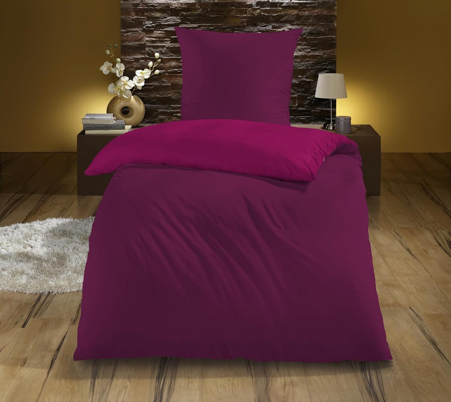 KINZLER Wendebettwäsche Mikrofaser Flanell Bettwäsche "Cashmere Touch" Violett