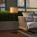 Outsunny LED Solarleuchte Wegleuchte Gelb Rattan Bild 2