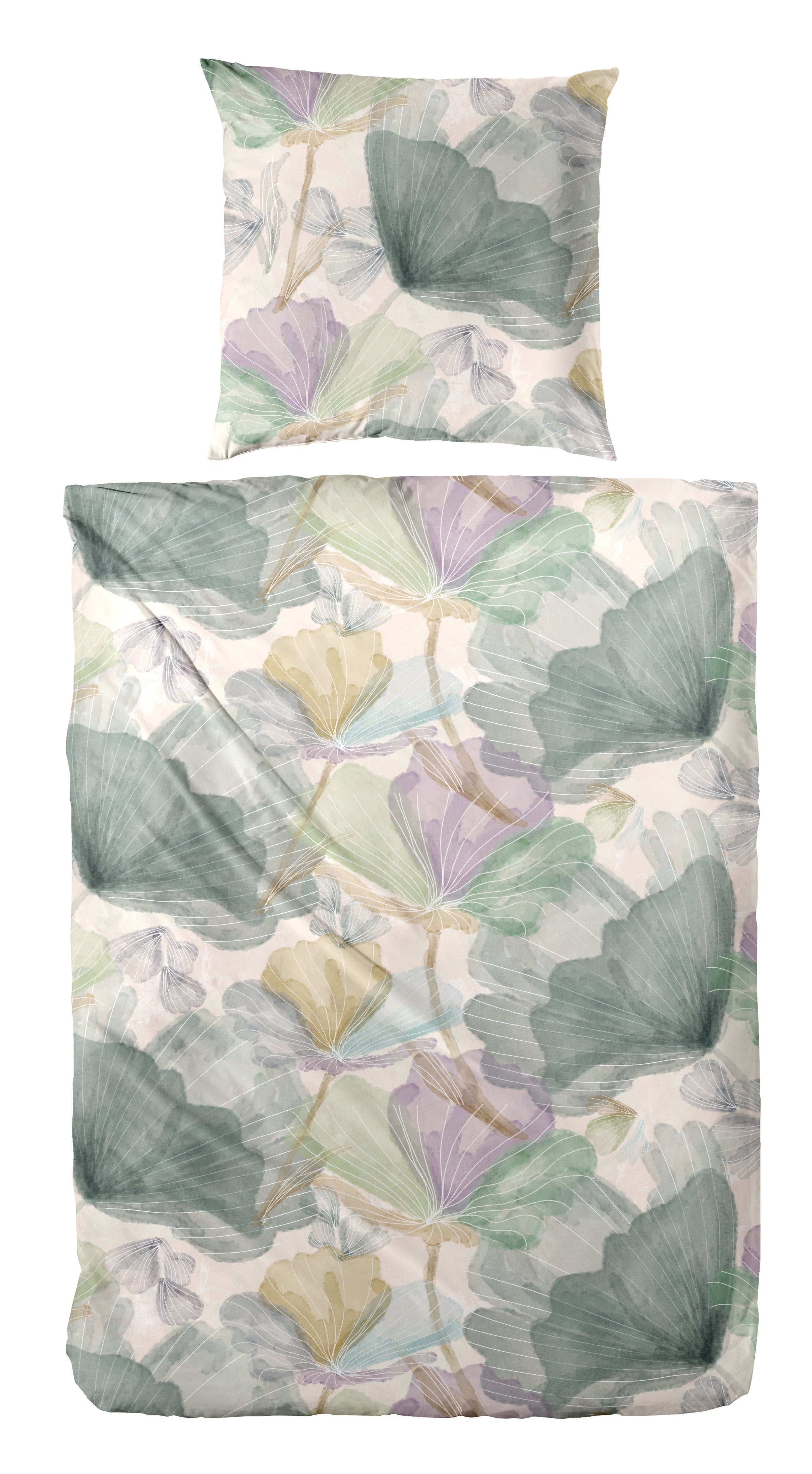 Primera Mako-Satin Bettwäsche Lucida Grün Blumendesign - Bild 2
