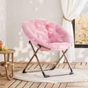 GarveeMore Relaxsessel Rosa Plüsch Klappstuhl mit Metallgestell Bild 2