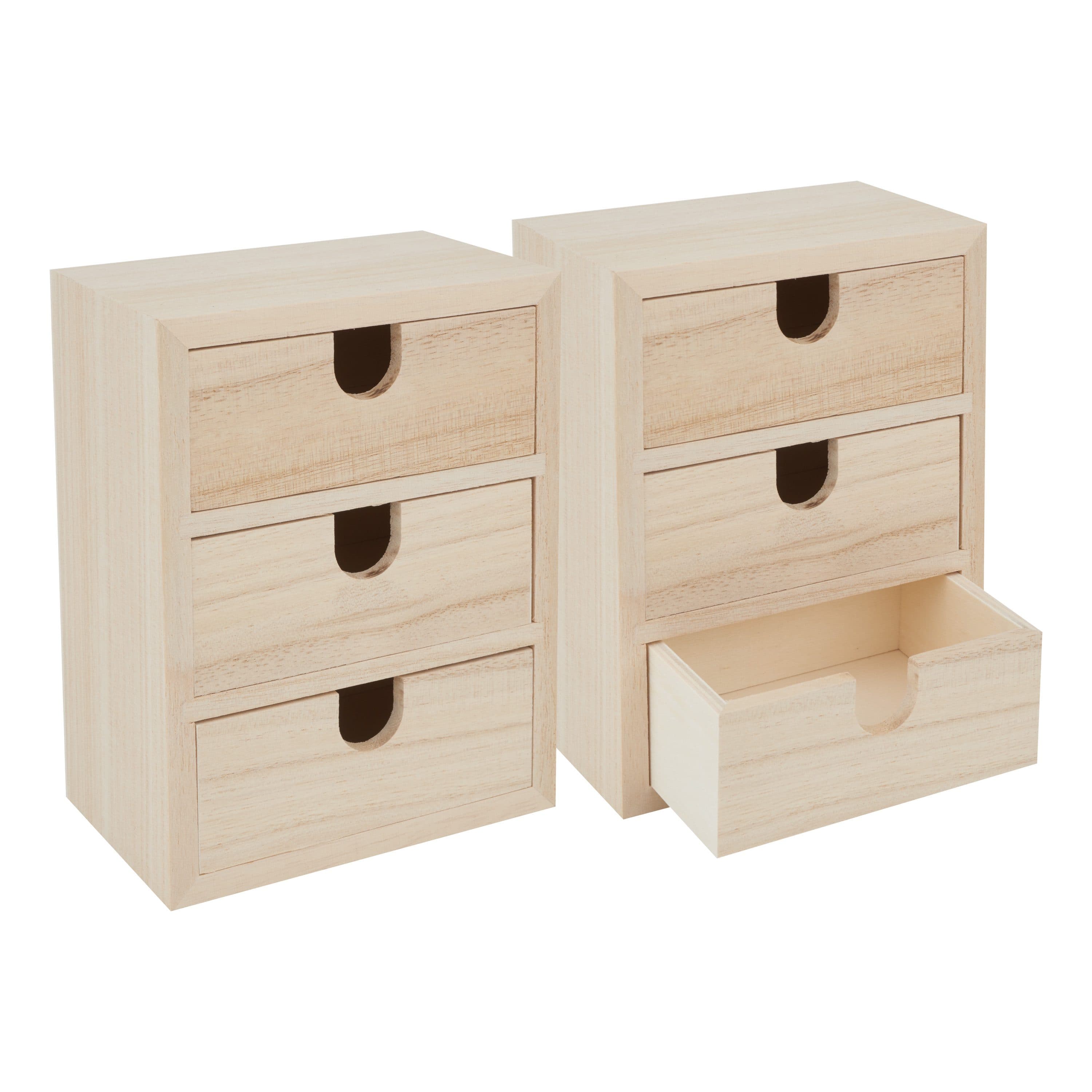 VBS Aufbewahrungsbox Mini-Schränkchen 2er-Pack Rohholz