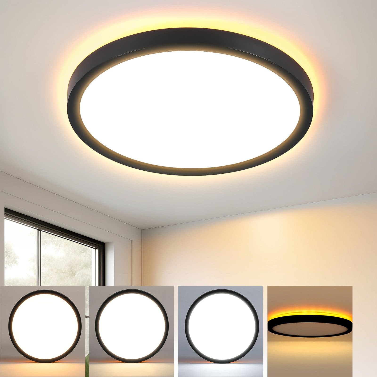 Nettlife LED Deckenleuchte Flach Schwarz 22cm 18W Dimmbar - Bild 2