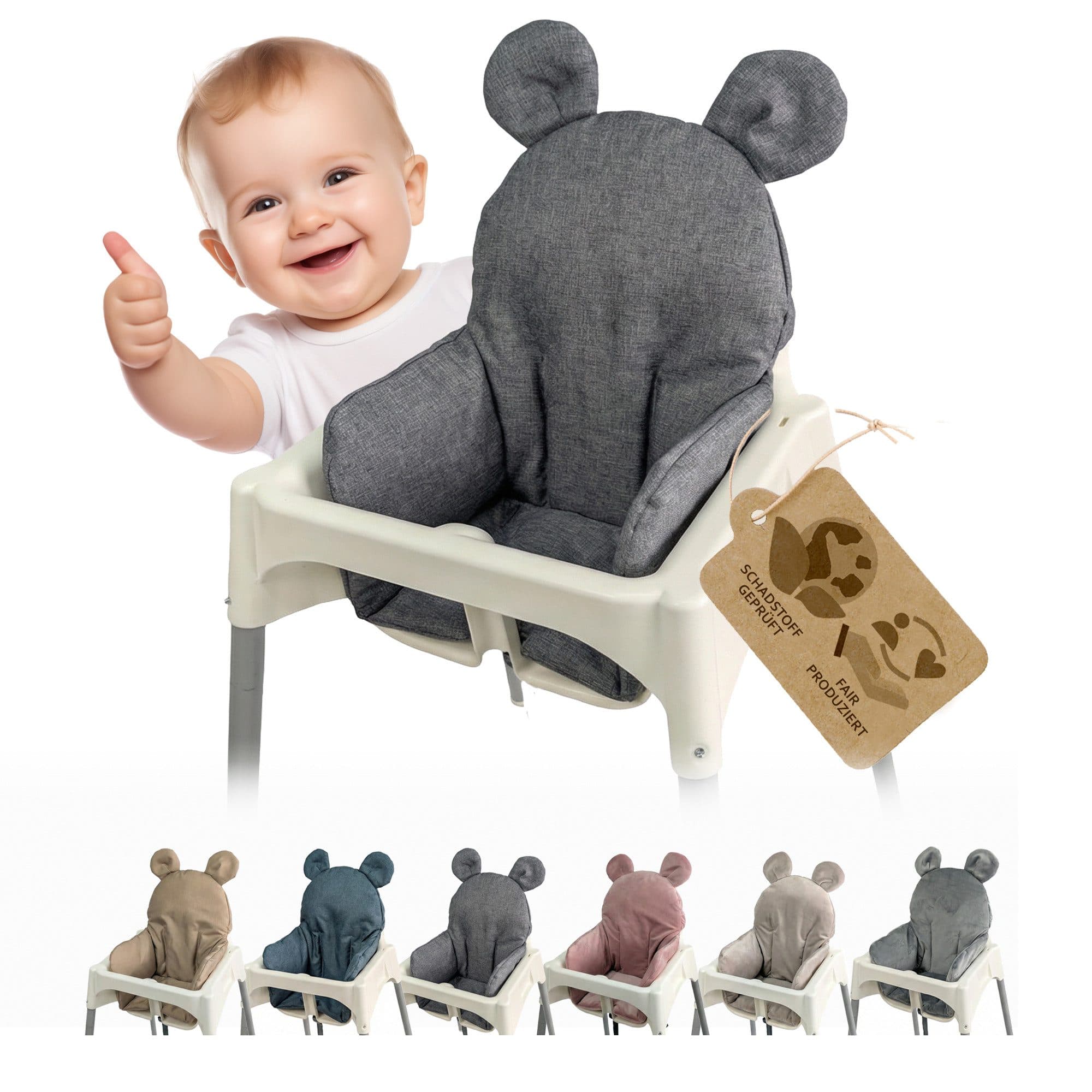 BambiniWelt Hochstuhlauflage Sitzbezug Grau für IKEA Antilop - Bild 2