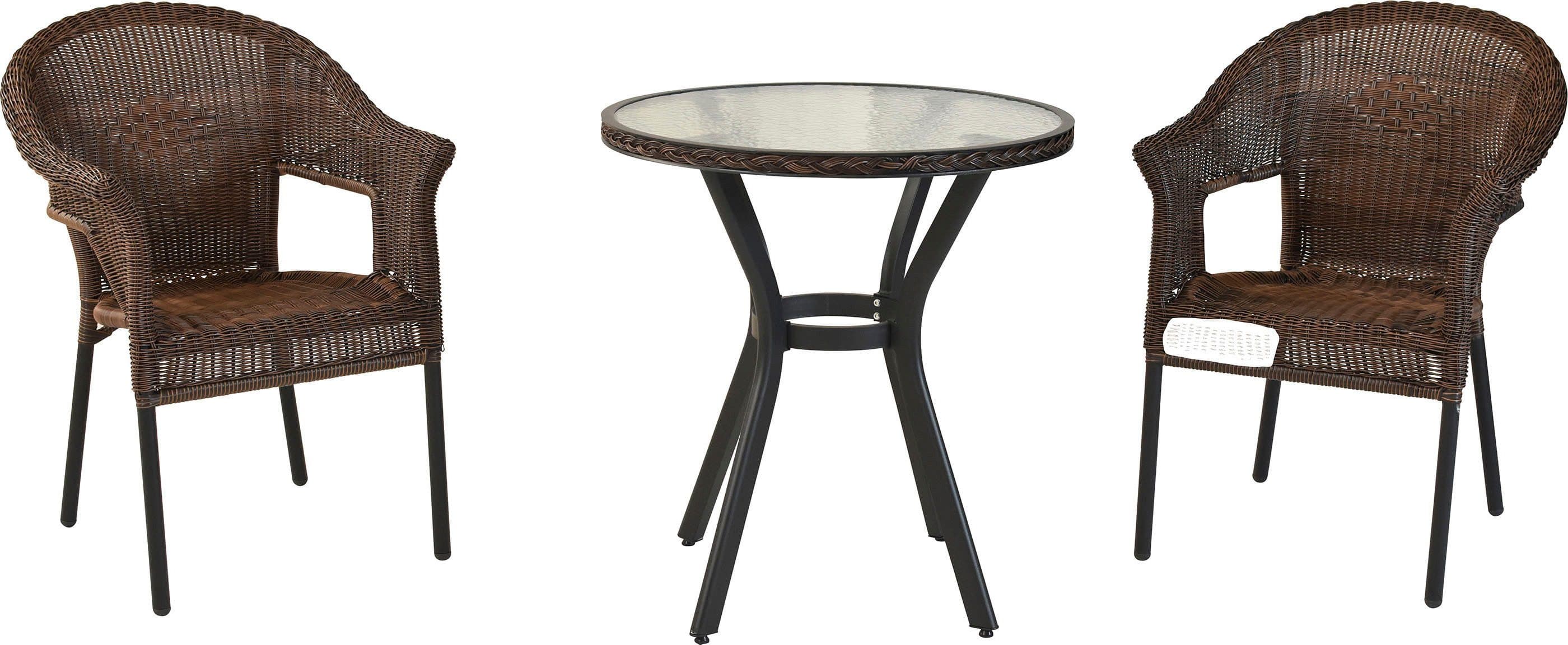 Balkonset MERXX Ravenna Braun 2-tlg. mit Rundtisch Polyrattan Aluminium - Bild 2