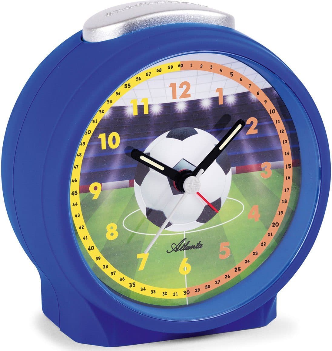 Atlanta Kinderwecker Fußballwecker Blau/Silber Kunststoff