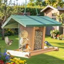 Zooprinz Vogelhaus Bird Kitchen mit Sitzstangen, Schutzdach, Seil für Wildvögel, Plexiglasscheiben, wetterfestes Vollholz Bild 2