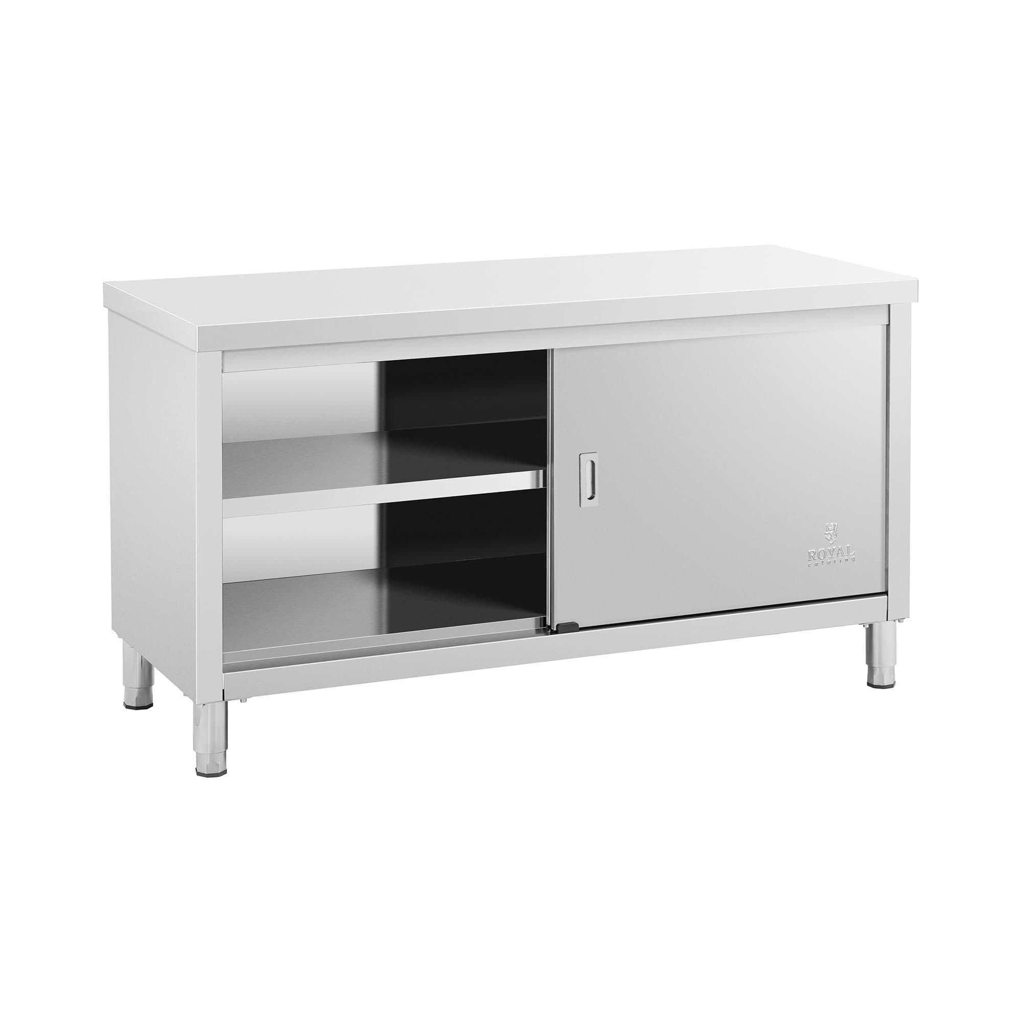 Royal Catering Arbeitstisch 150 x 60 cm Arbeitsschrank Gastro Schiebetüren Edelstahschrank - Bild 2