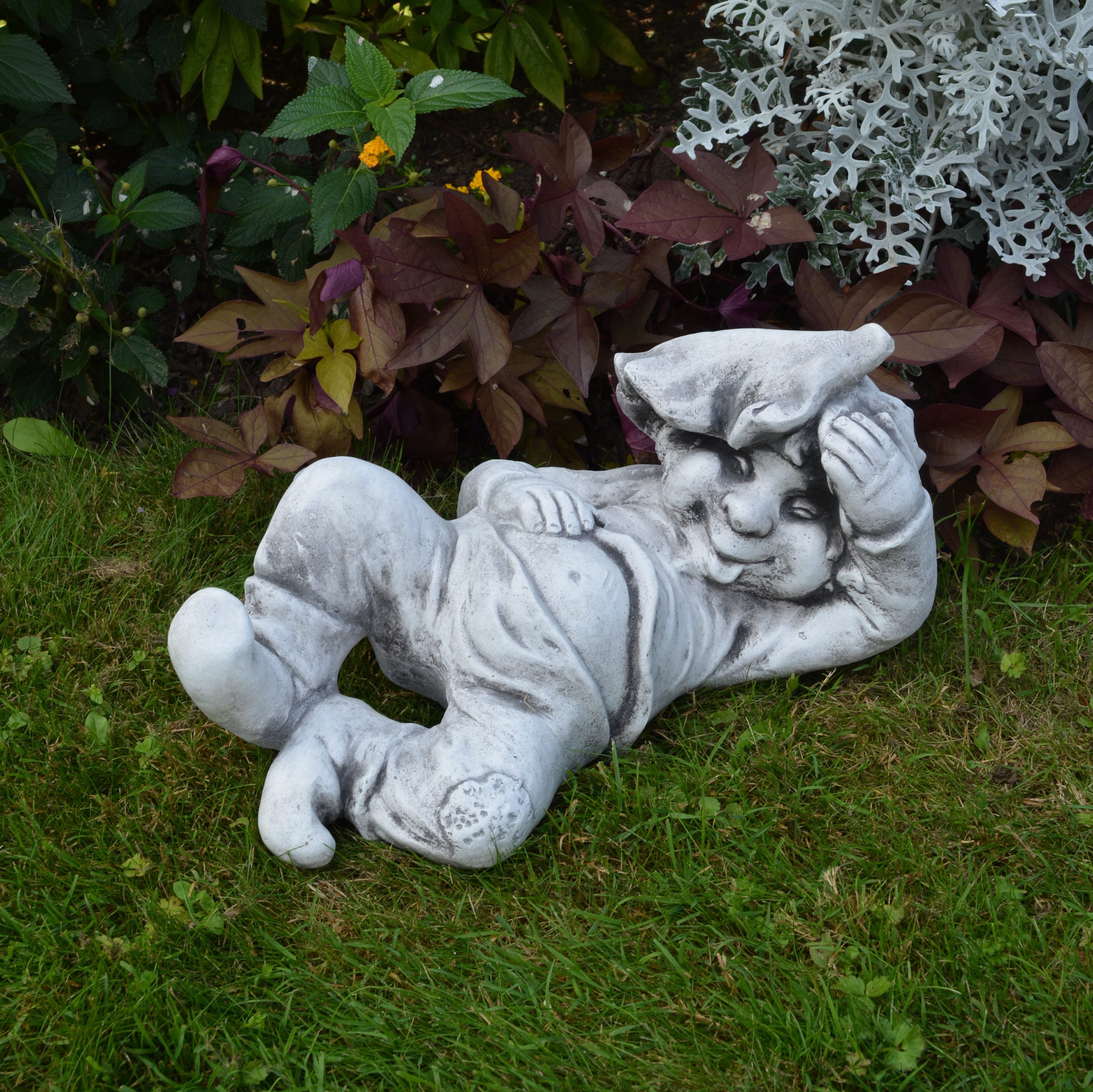 gartendekoparadies.de Gartenfigur Gnom Faulpelz Grau Stein - Bild 2