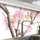 KitchenYeah Küchenrückwand Kirschblüte Rosa Blumen Sakura Natur Bild 2
