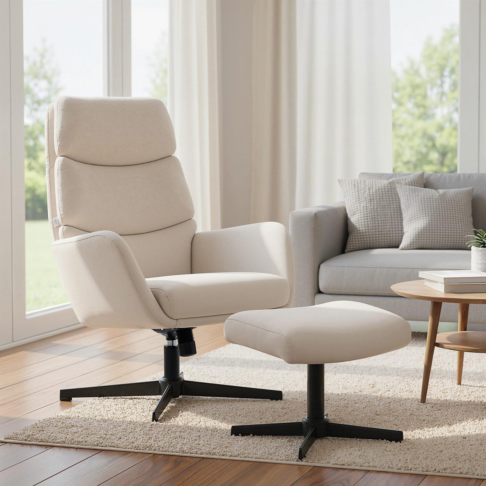HOMCOM Relaxsessel mit hoher Rückenlehne, Leinenoptik, Beige - Bild 2