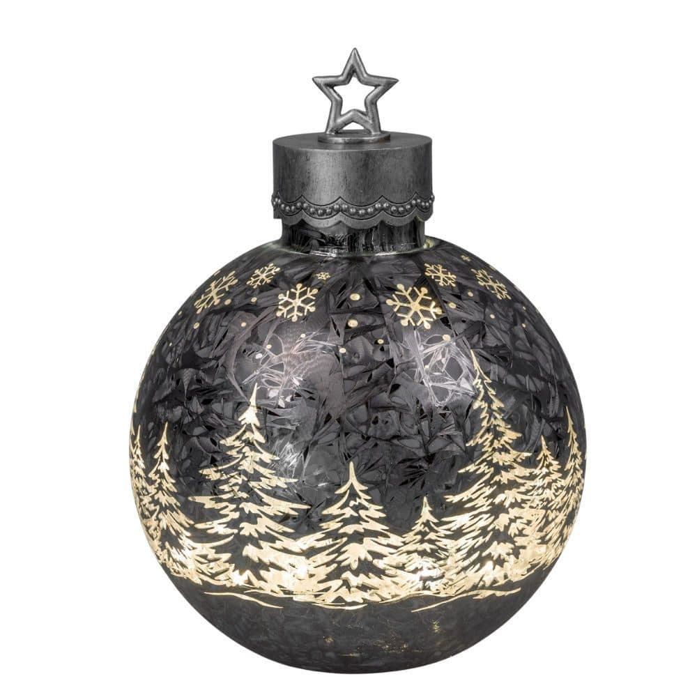 formano Skulptur Frosty Winterwald Grau LED Dekokugel mit Timer - Bild 2