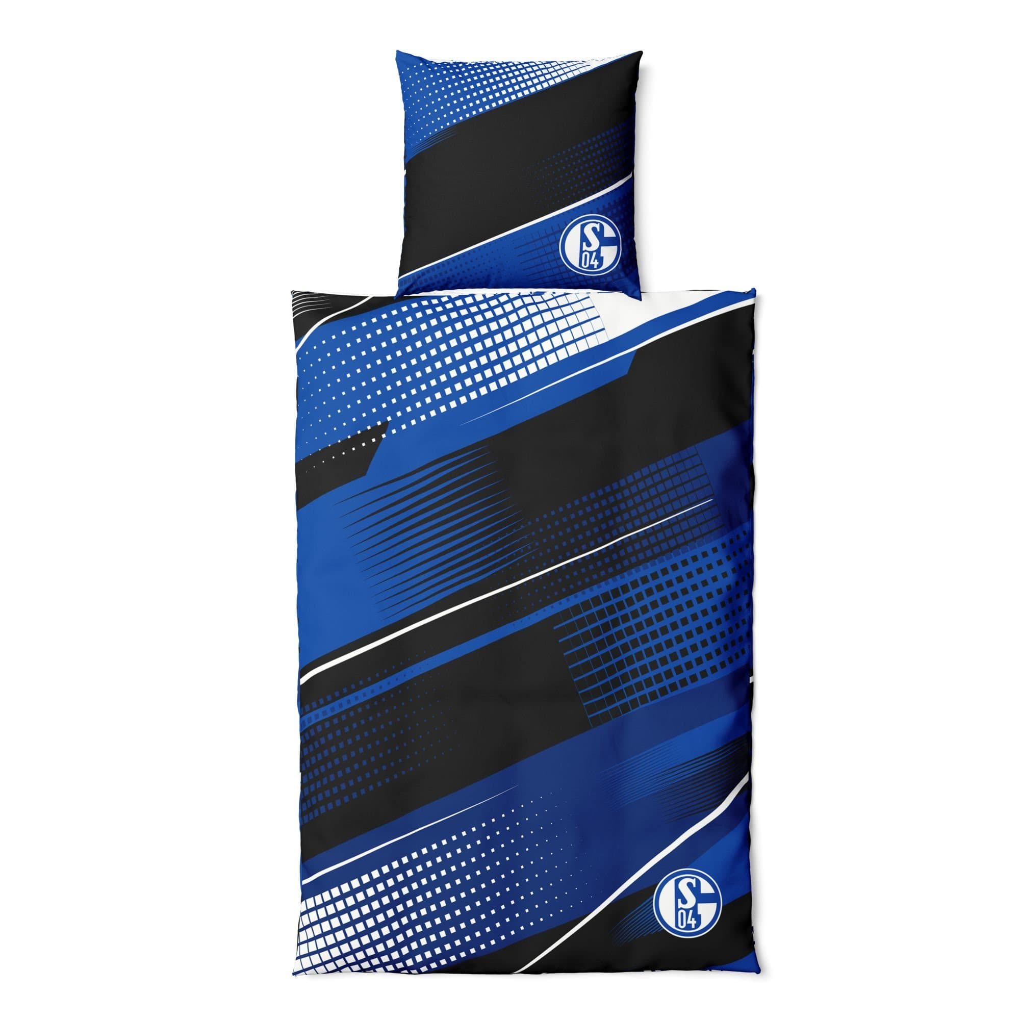 FC Schalke 04 Bettwäsche Set Schwarz Blau 135x200 cm