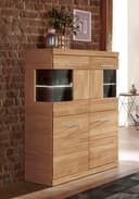 OTTO HOME Highboard Ribe Eiche Massivholz Fronten 2 Türen Glas Bild 2