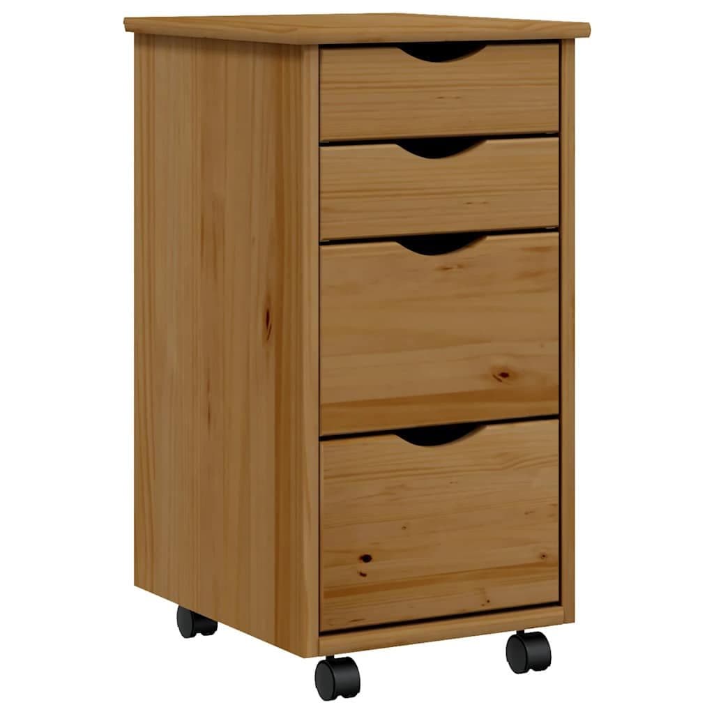 vidaXL Aktenschrank Rollschrank mit Schubladen MOSS Honigbraun Massivholz Kiefer - Bild 2