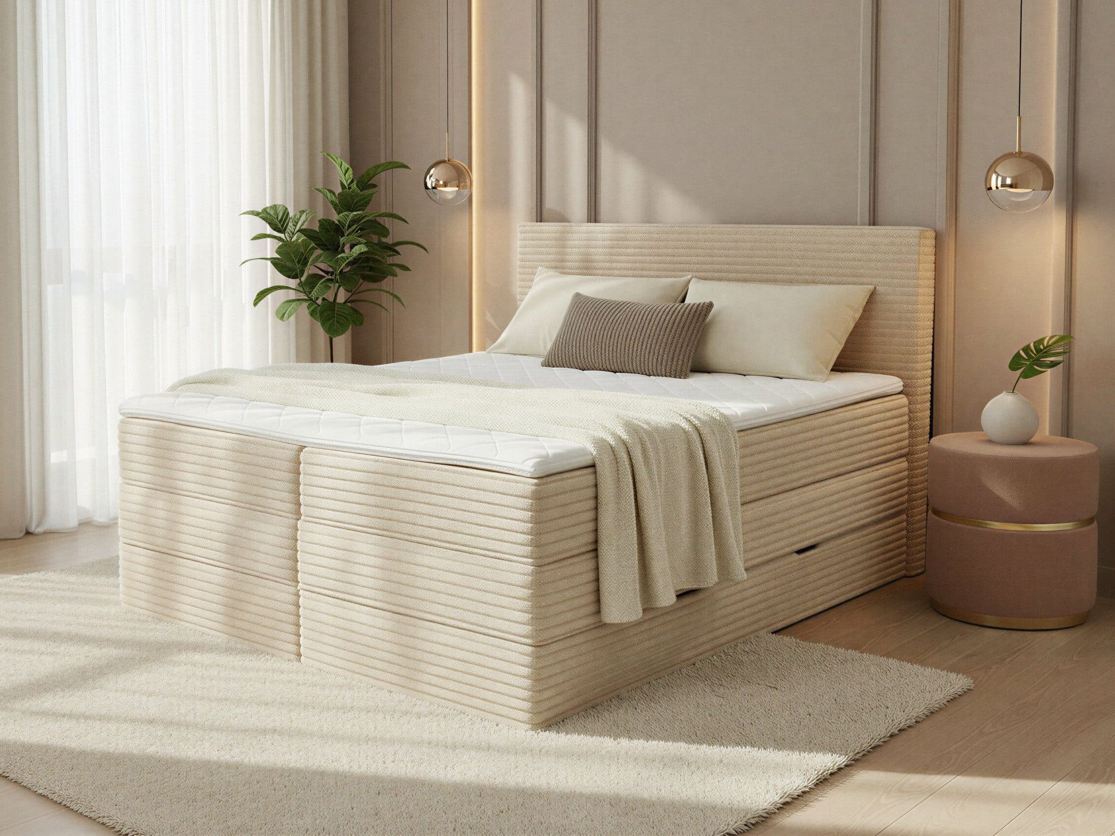 Sofnet Boxspringbett Mollo XL mit Bettkästen Cord beige - Bild 2