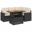 vidaXL Gartenlounge-Set 5-tlg. Schwarz Poly Rattan mit Kissen Bild 2