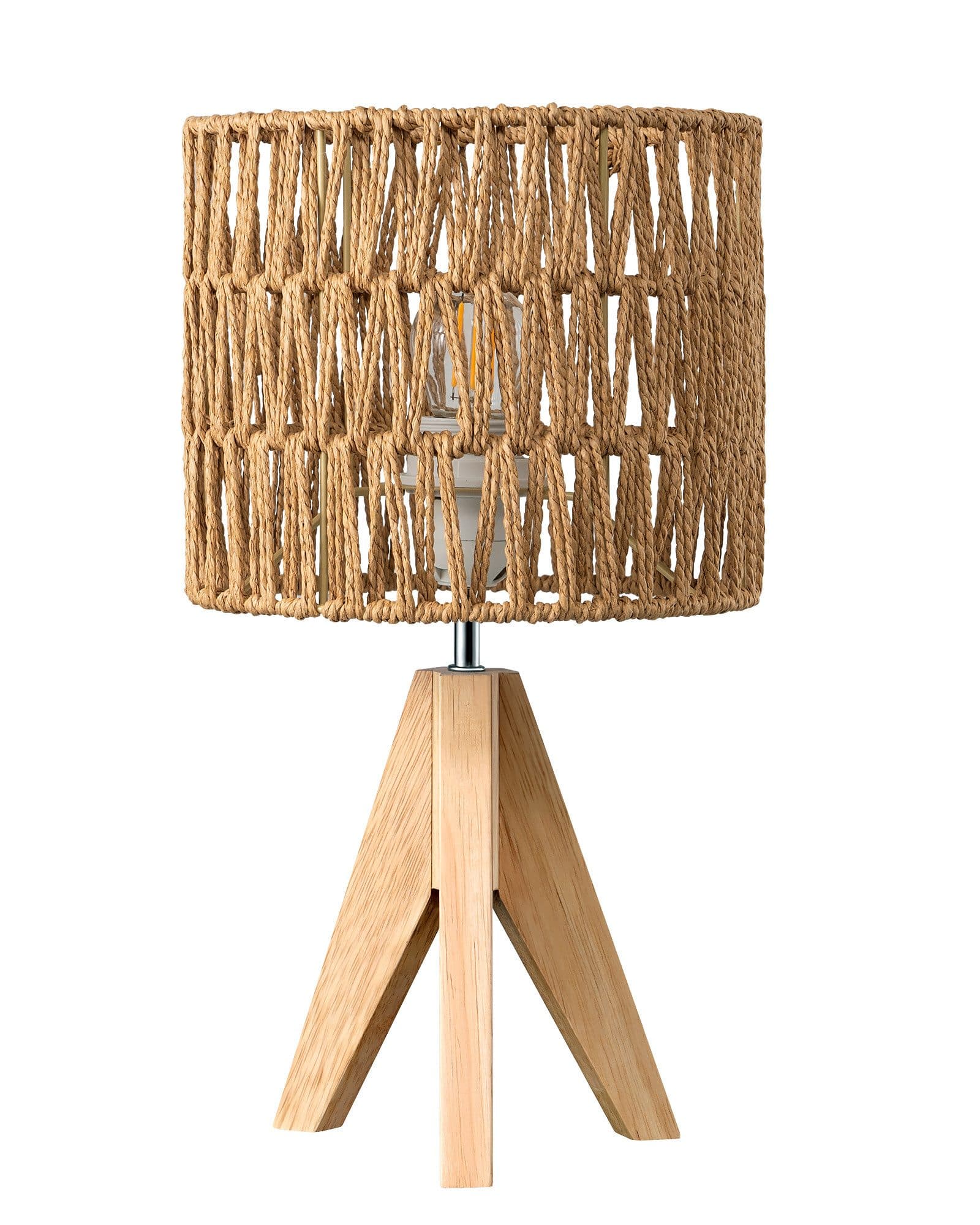 EDISHINE LED Nachttischlampe mit Seil-Lampenschirm, LED wechselbar, Warmweiß, Boho Tischleuchte für Schlafzimmer - Bild 2