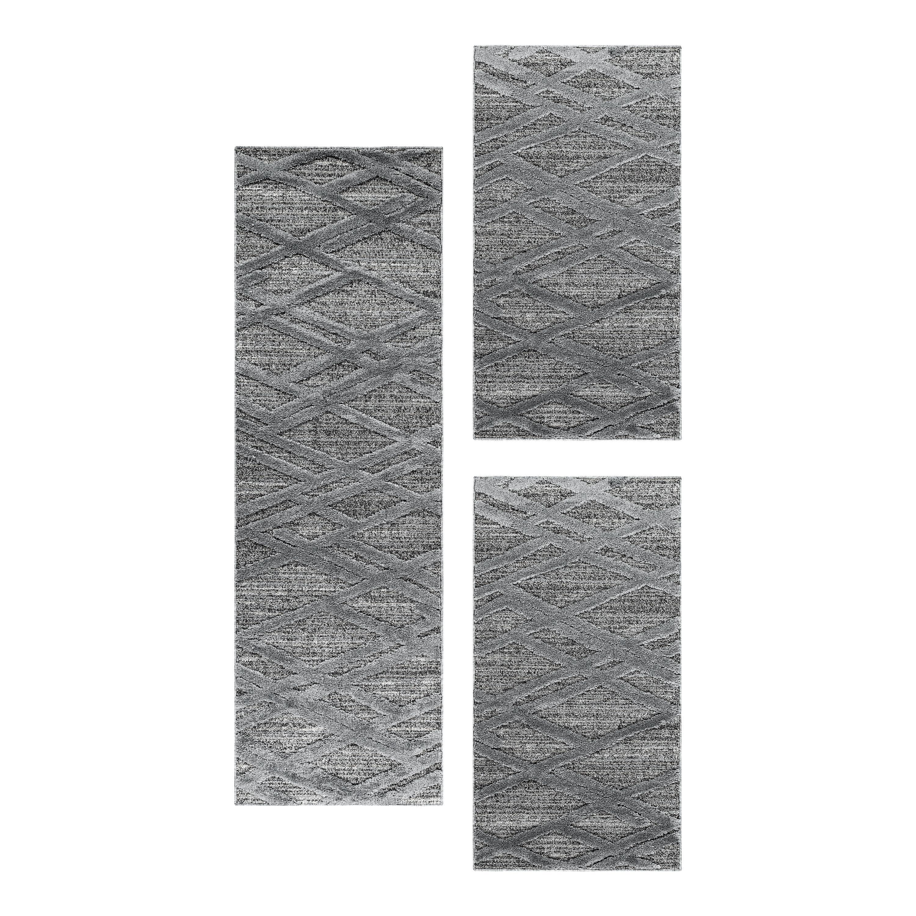 Carpettex Hochflor-Bettumrandung Boho-Design Grau 3-tlg. - Bild 2