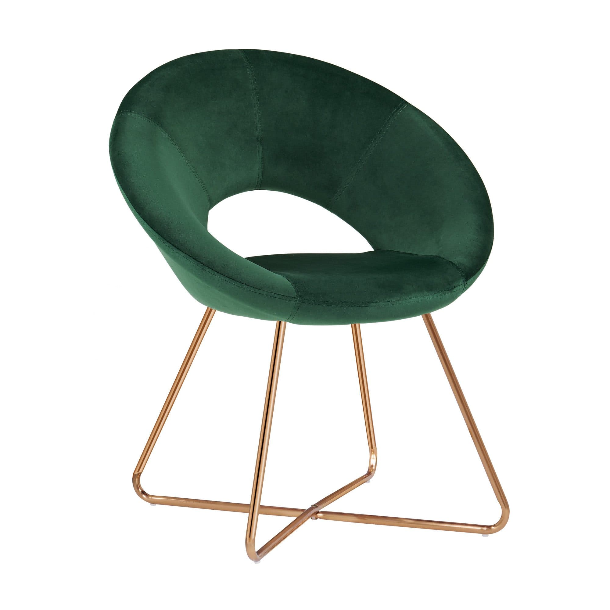 Duhome Loungesessel 439D Samt Polsterstuhl mit Metallbeine Dunkelgrün - Bild 2