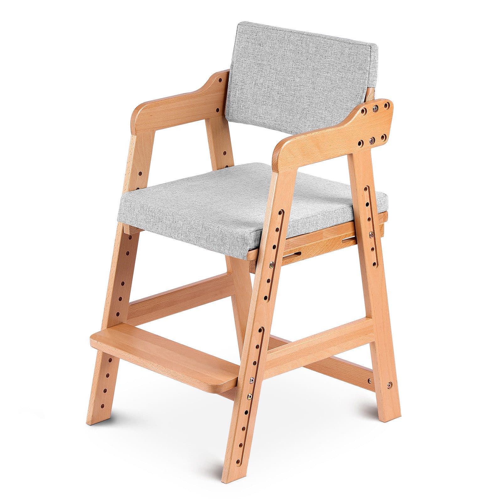 OUNUO Esszimmerstuhl Holz Lehnstuhl Küchenstuhl mit Armlehne Beige - Bild 2