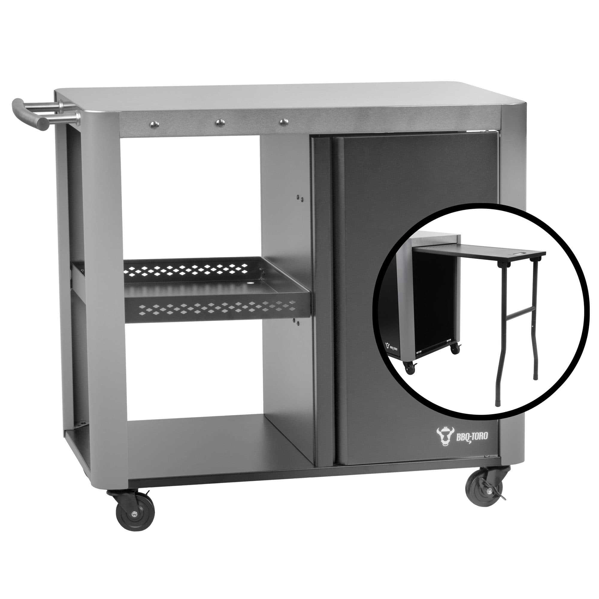 BBQ-Toro Grillwagen Silber mit Klapptisch und Stauraum - Bild 2