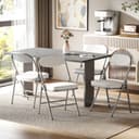 HOMCOM Klappstuhl 4er Set Cremeweiß Gepolstert Cord Bild 2