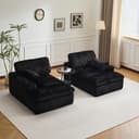 Leawin Loungesofa Modulares Cordsofa Schwarz Bild 2