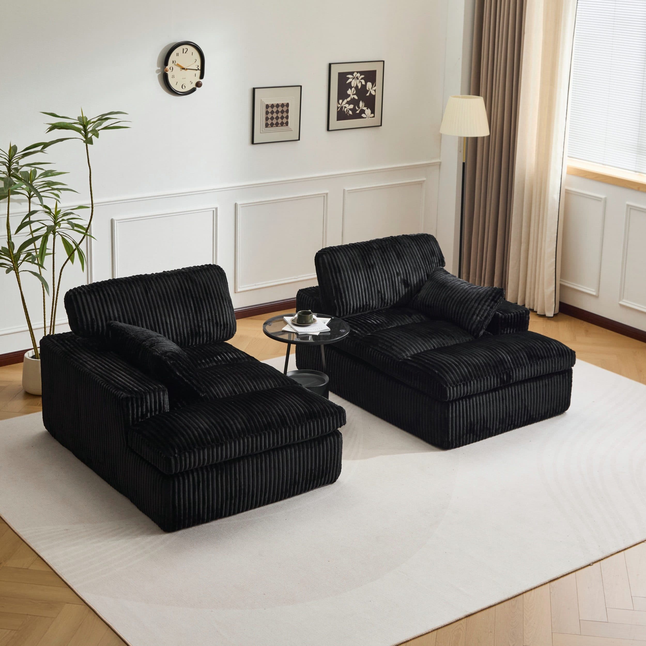 Leawin Loungesofa Modulares Cordsofa Schwarz - Bild 2