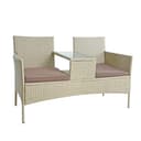 ESTEXO Polyrattan Gartenbank 2-Sitzer mit Tisch Beige Bild 2