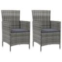 vidaXL Gartenstuhl 2er Set Grau Poly Rattan mit Kissen Bild 2