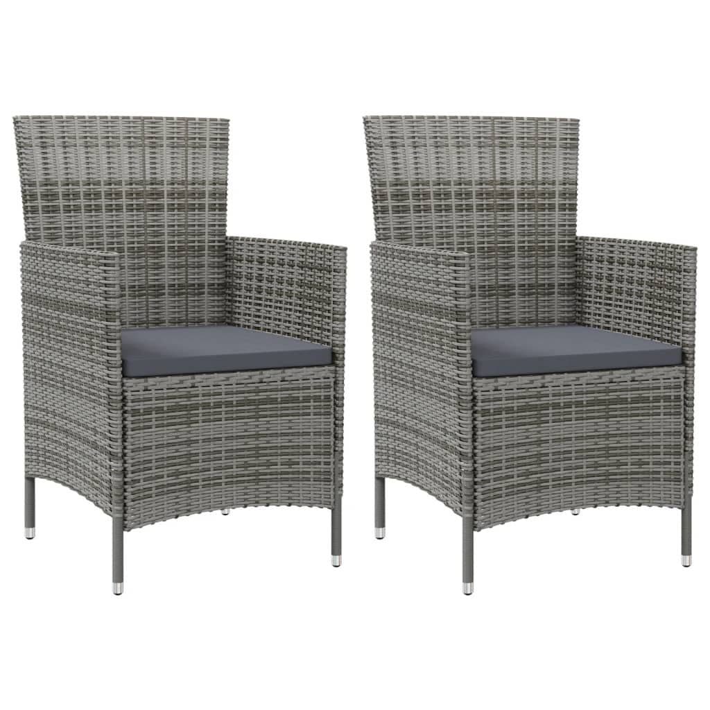 vidaXL Gartenstuhl 2er Set Grau Poly Rattan mit Kissen - Bild 2