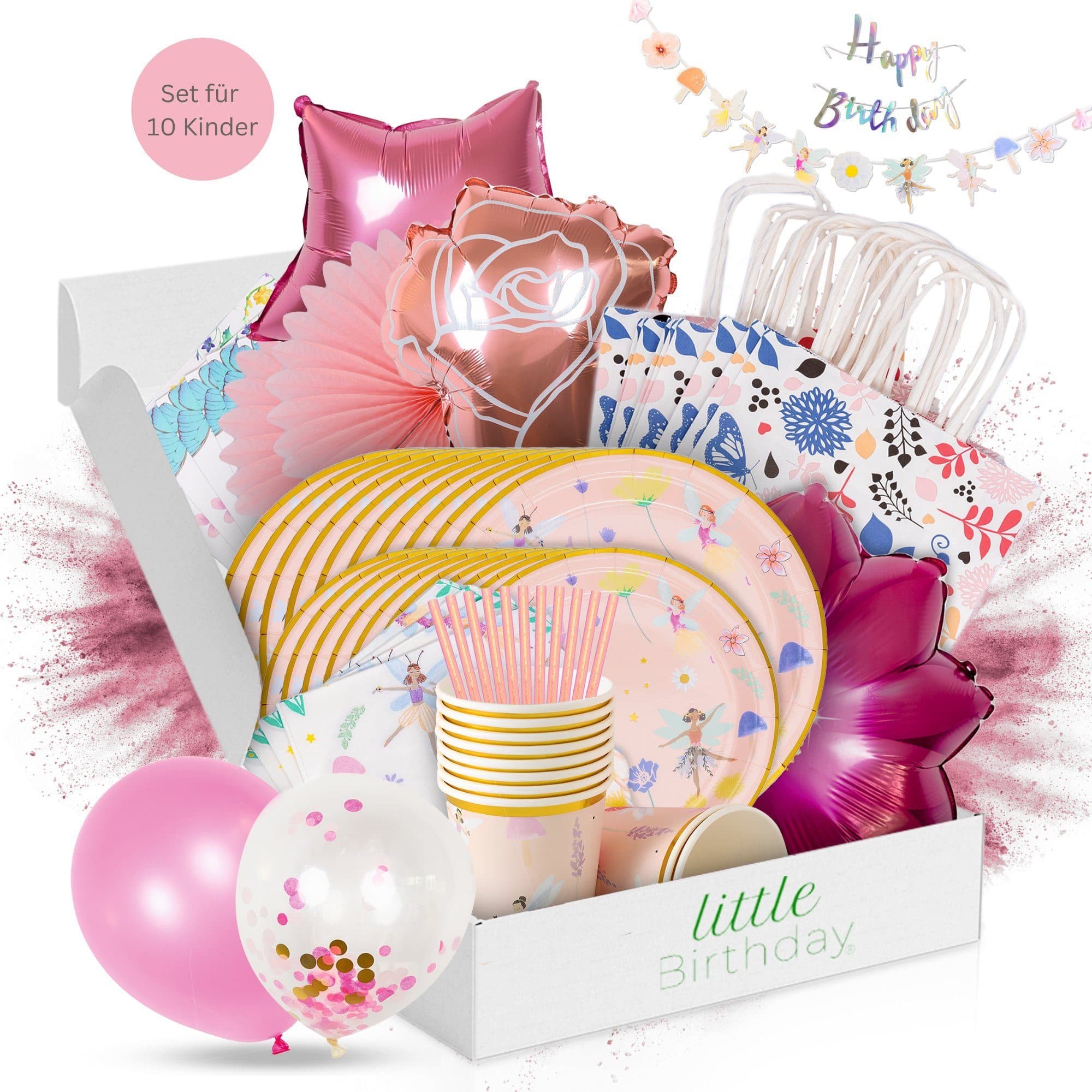 little Birthday Feen Party Set 113 Teile Rosa für 10 Kinder - Bild 2