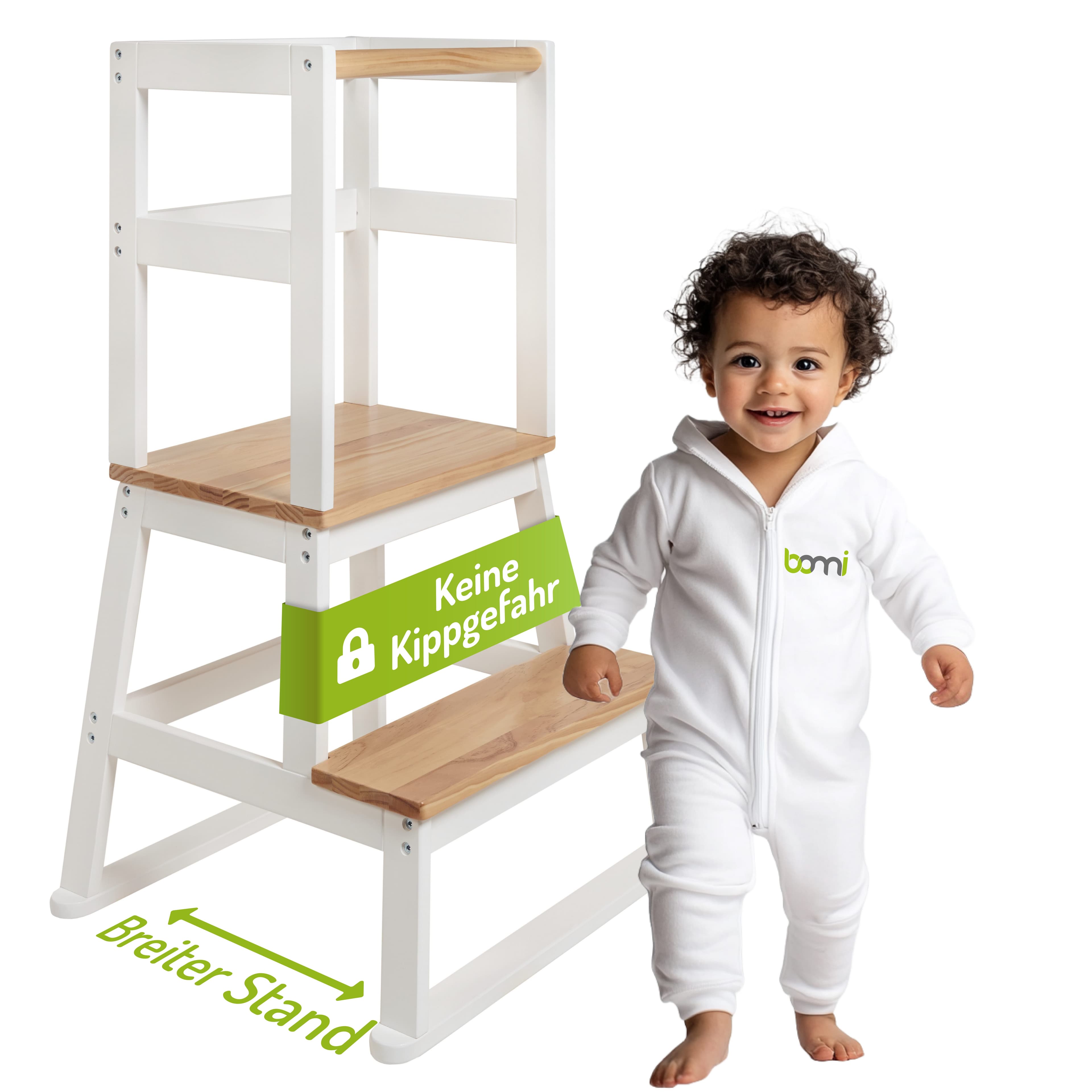BOMI Swubi Lernturm Massivholz Beige/Weiß mit Sicherheitsbügel - Bild 2