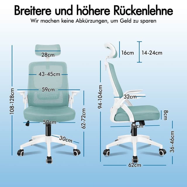 ALFORDSON Bürostuhl S-Kurven-Design Grün Weiß Schwarz