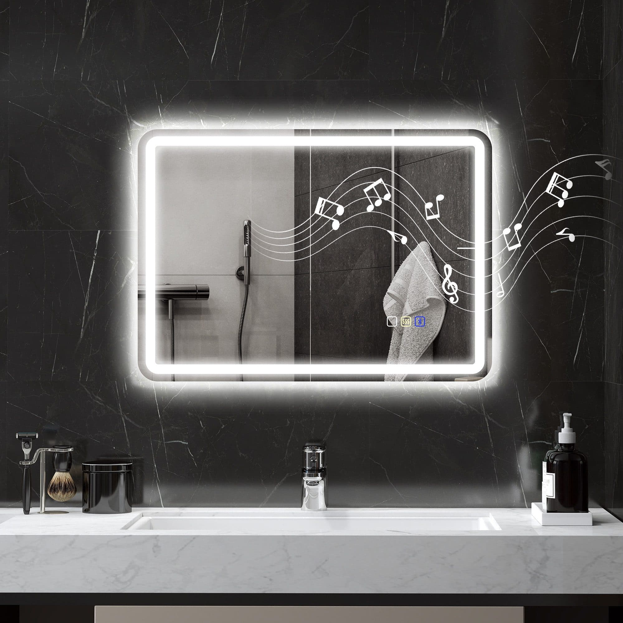 HOMCOM LED Badspiegel mit Bluetooth und Beleuchtung Silber - Bild 2