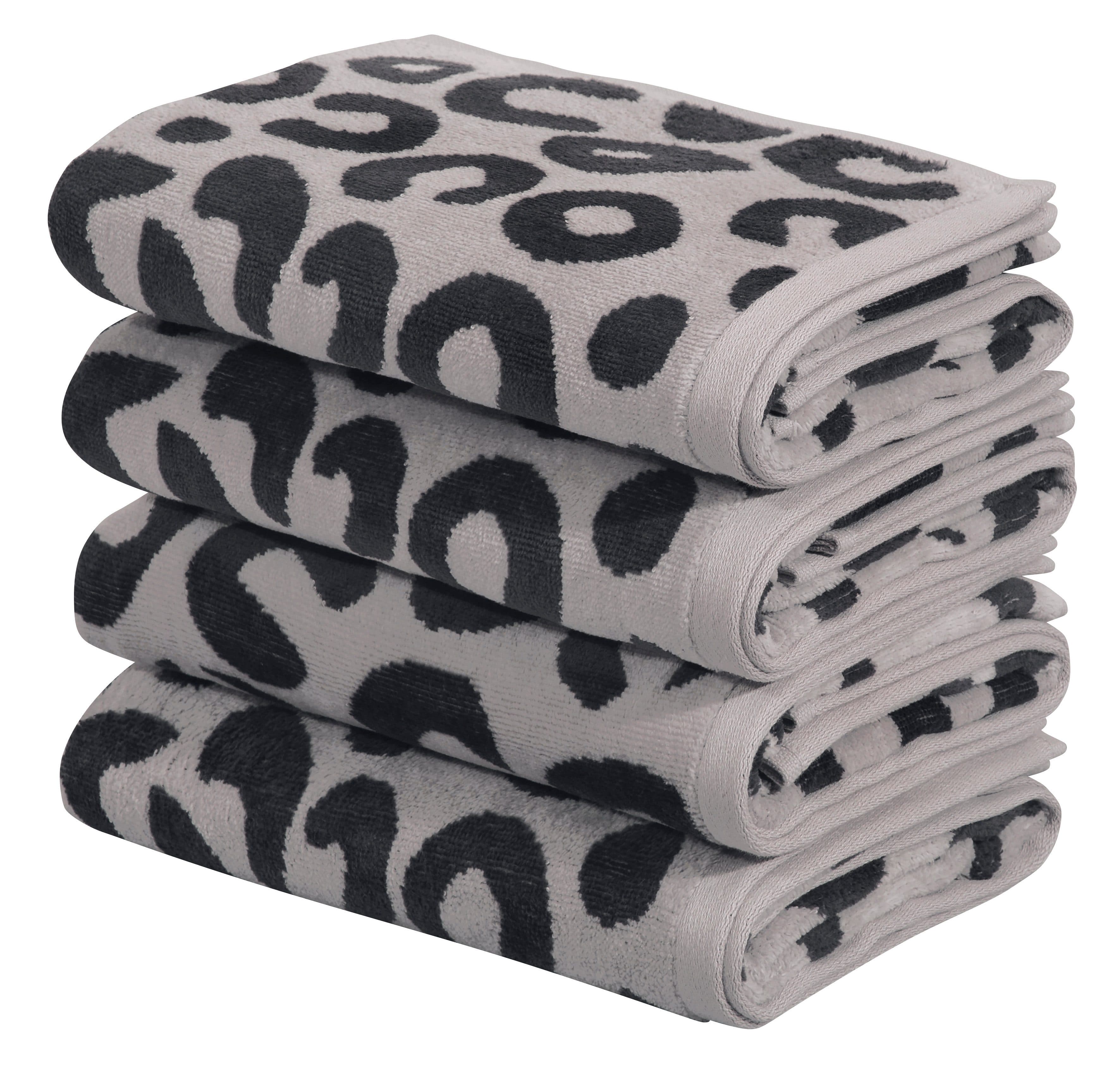 OTTO HOME Handtuch Set 4-tlg. Leopardmuster anthrazit grau - Bild 2
