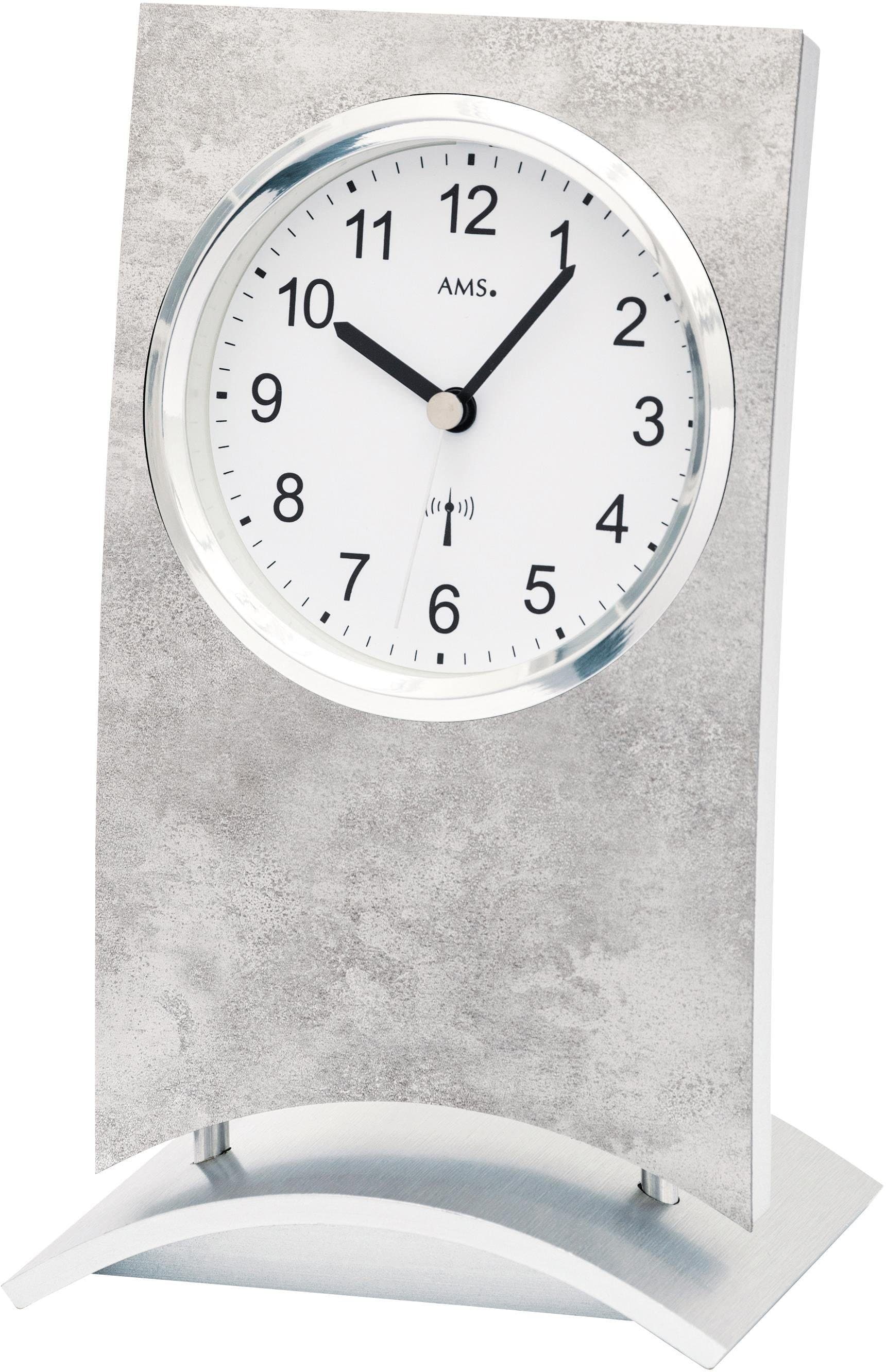 AMS Funktischuhr F5158 Silber Aluminium Holz