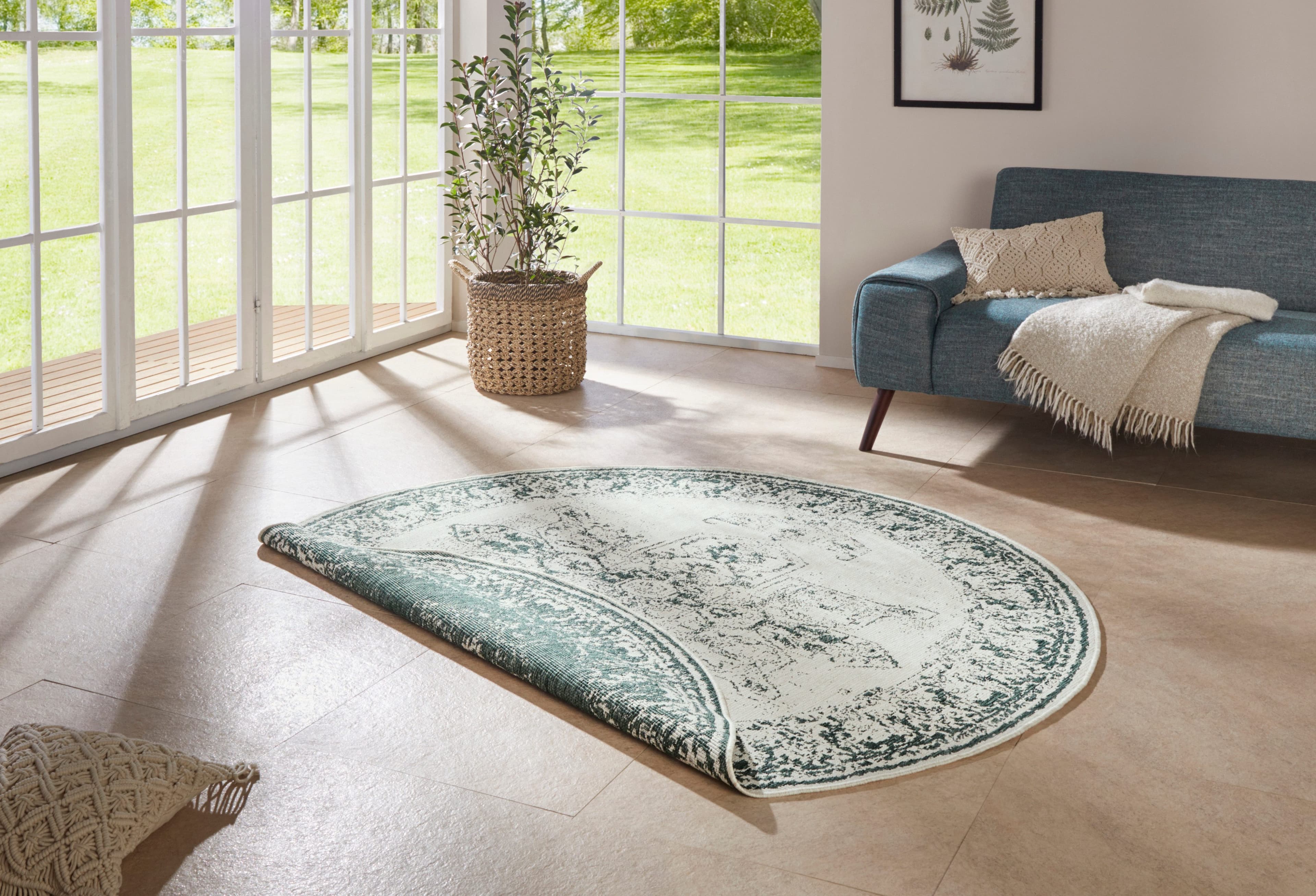 HANSE HOME Teppich Borbon Rund Beige Grün Polypropylen In- & Outdoor - Bild 2