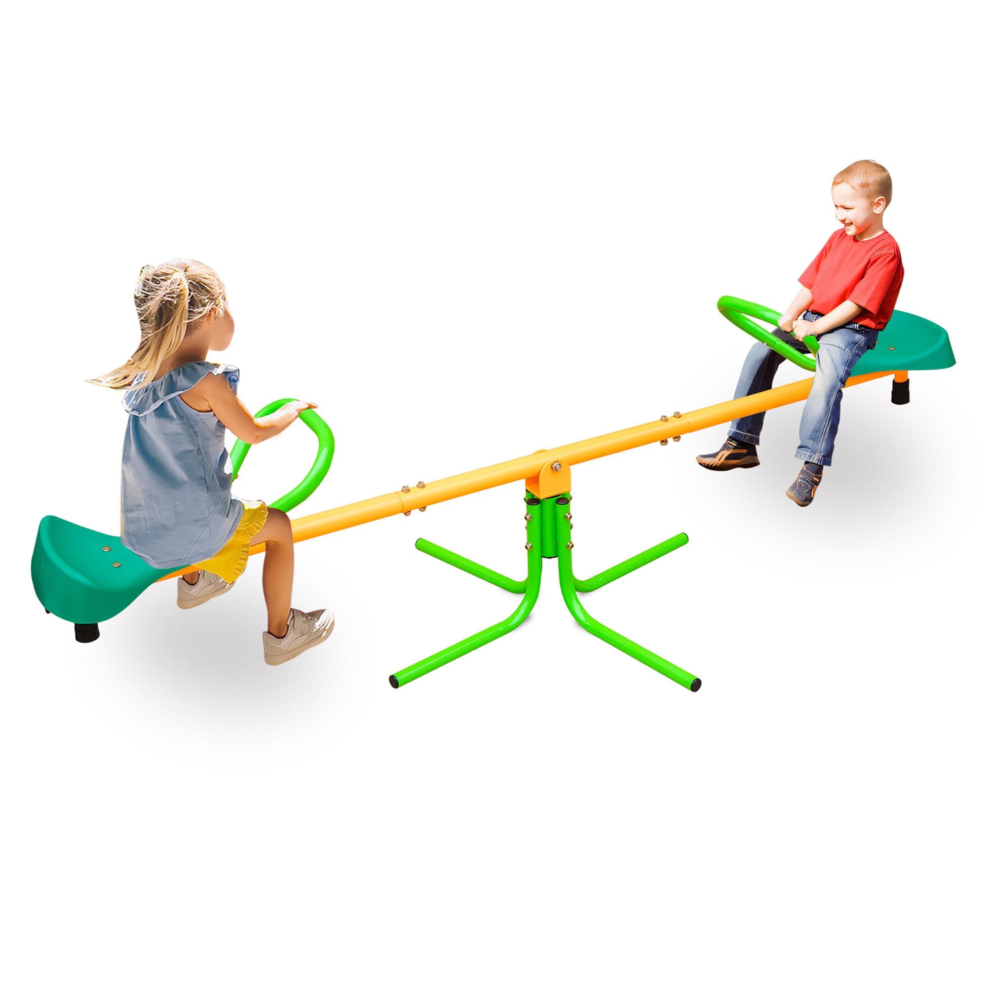 FANNOU Gartenwippe 2-Sitzer drehbar Edelstahl Gelb-Grün - Bild 2